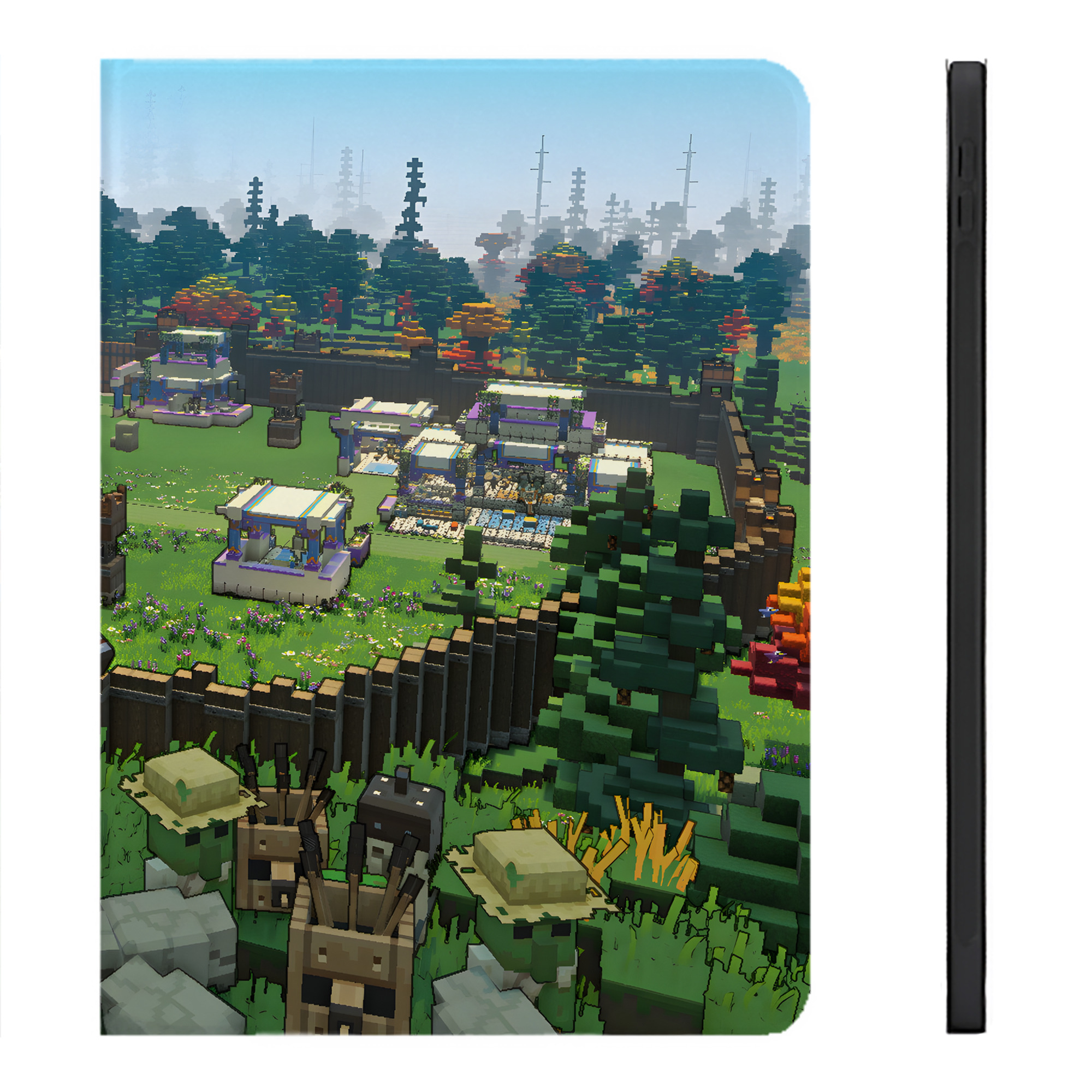 （画像用） マインクラフト ブロックの世界 Minecraft MC Block world IPadケース ペンホルダー付き ブックスタイルデザイン